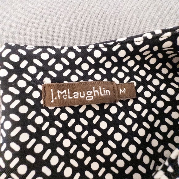 J Mclaughlin Size Medium Dress Black White Print Catalina Pockets Bodycon Casual - Picture 10 of 13